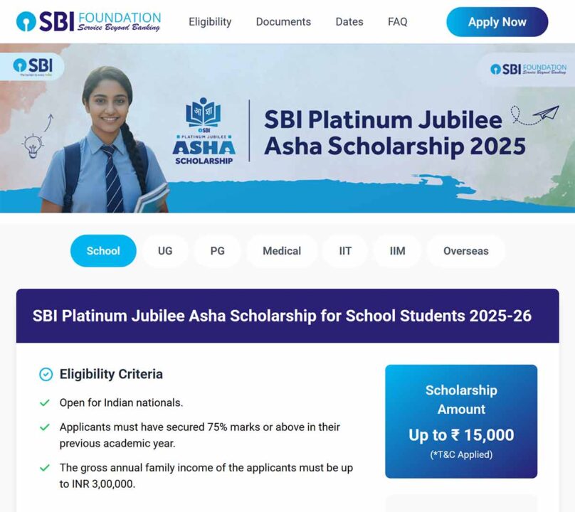 How to apply online SBI Asha Scholarship 2025-26 Official Website
